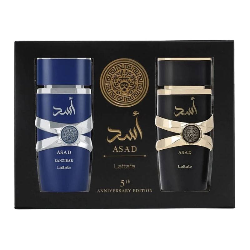 Lattafa Asad + Asad Zanzibar set de regalo — perfume hombre original en Colombia | Disfragancias